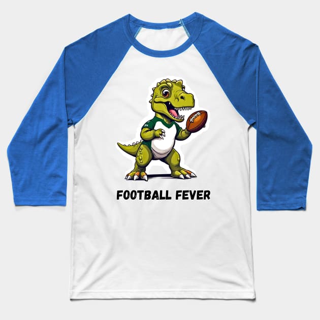 Football Fever Dino Baseball T-Shirt by Doodle and Things